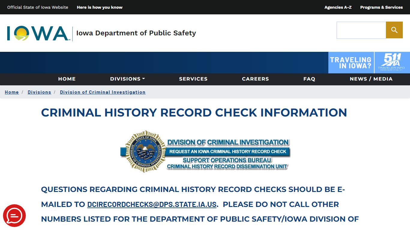 Criminal History Record Check Information | Iowa Department of Public ...